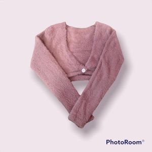 Fuzzy Cropped Purple Sweater